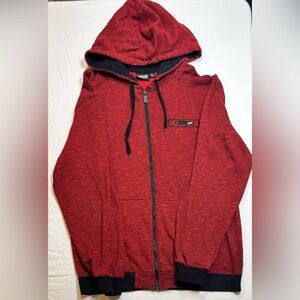 VANS XL Men’s Hoodie 100% Cotton RedBlack Stripes Zip-up with Chest Pocket.